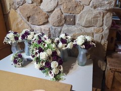 Cascading Bridal Bouquet, 5 Round Bridesmaids Bouquets, 1 Toss Bouquet