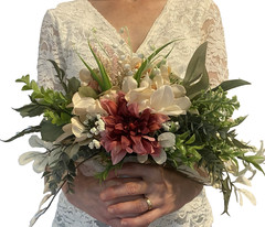Bridal Wedding Bouquet Hand made Budget Friendly Faux Flowers White Pink Green