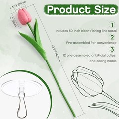 Pack 5 ft Artificial Tulips Hanging Flower Garland Decorations 12 Multi Color