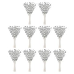 100 Pcs 4mm Pearl String Bouquet Pearl Stick Stems Bouquet Garland Spray, Silver