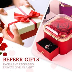 Gifts for Mom Preserved Real Rose with Red Necklace 40.64 cm, B