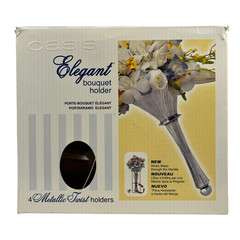 Oasis Elegant Bouquet Holder Metallic Twist Silver Set of 4 NOS *READ*