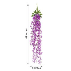 42″ tall Lavender Silk Wisteria Flowers Hanging Vine Garland Centerpieces