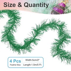 5Ft Feather Boa, 4 Pcs Artificial Fluffy Feather Boas, Grass Green