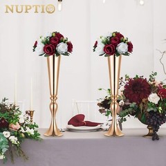 NUPTIO Flower Wedding Centrepieces for Tables – 6 Pcs 9.5in Diameter Burgundy…