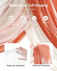 Orange Floral Arch Kit: 2pcs Silk Flowers + 3pcs 33ft Sheer Drapes