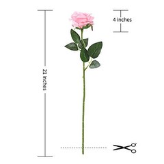 12 PCS Artificial Flowers Roses Silk Flowers Fake Long Stem Artificial Pink