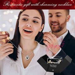 Gifts for Her – Preserved Real Rose with Necklace I Love You in Black