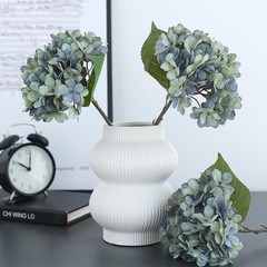 Fake Flowers 6pcs Artificial Silk Hydrangea Flowers Bouquets Deep Lake Blue
