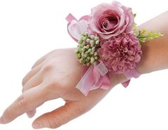Chic Hot Pink Wrist Corsage & Boutonniere Set in Round Box – Wedding Essentials