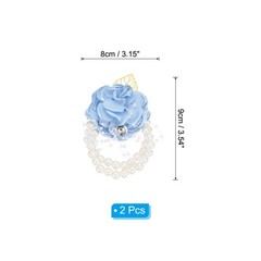 2 Pcs Rose Bridesmaid Wrist Flower Artificial Bride Wrist Light Blue