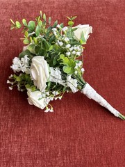 Artificial Bridal Bouquet + 2 Coursage Handmade