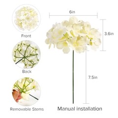 Hydrangea Artificial Flowers Silk Hydrangea Heads with Stems 46 PCS Champagne