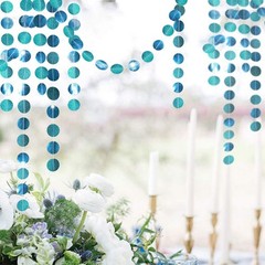 Cheerland Glitter Teal Blue 13 Foot (Pack of 4), Circle Garland