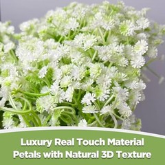 60 Pcs Bulk Long Stem Artificial Baby’s Breath, White Faux Gypsophila Flowers