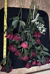 Bouquet Of Beautiful Red and White Silk Roses with silk baby’s breath.