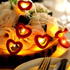 5 ft Red Wooden Heart LED Fairy Lights Garland Party Event Decorations Supplies