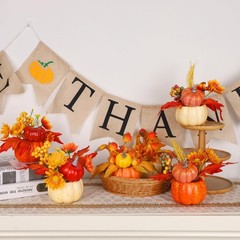 winemana Fall Decorations for Home – Set of 6 Artificial Pumpkins Mixed-4