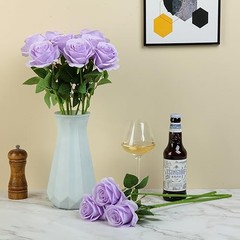 12pcs Roses Artificial Flowers Fake Roses Silk Flowers Roses Light Lavender