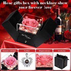 Gifts for Women Preserved Real Roses with I Love You Necklace Fresh Forever F.