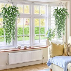 4Pcs Artificial Hanging Fern Plants FakeTrailing Foliage Flower Leaf Home Decor