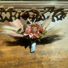 Bridal Wedding Bouquet Hand made Budget Friendly Faux Flowers White Pink Green