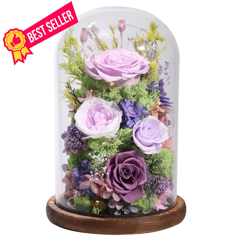 lovenfold Flowers for Delivery Preserved Rose in Glass Lilac