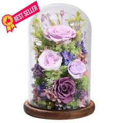 lovenfold Flowers for Delivery Preserved Rose in Glass Lilac