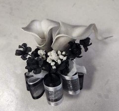 Silver Black White Rose Calla Lily Bridal Wedding Bouquet Accessories
