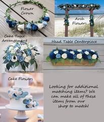 Blush Pink & Dusty Blue Rose Bridal Bouquet Sola Wood Bridesmaid Wedding Flowers