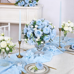 2 Packs Peonies Artificial Flowers, Blue Artificial Peonies, Silk Peonies Flo…