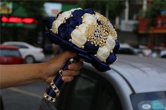 Ivory and Navy wedding bouquet artificial Sweet 15 Quinceanera bouquet