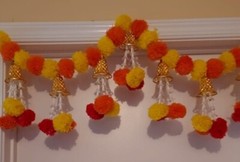 Marigold Toran Garland, Indian Wedding Decoration Backdrop -set of 4