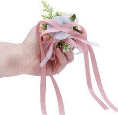 2 Pack Silk Flower Wrist Corsage & Boutonniere Set for Wedding Decor Red 3″