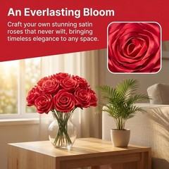 Complete DIY Floral Kit: 105 Premade Satin Ribbon Petals for Elegant Bouquets