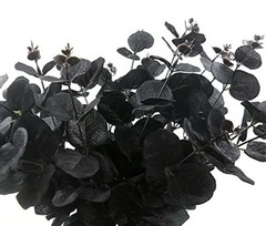 6 Pcs Artificial Black Eucalyptus Stems – 14″ Leaves – Branches