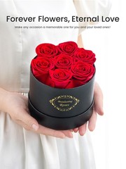 Beaulasting Long Lasting Preserved Roses in a Box Last a Year Black Box, Red