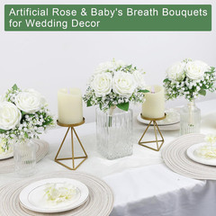 Set of 10 Ivory White Rose Silk Bridesmaid Bouquets for Weddings & Events