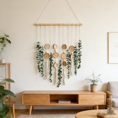 Artificial Eucalyptus Wall Hanging Fake Boho Wall Art Bedroom Kitchen Home Decor