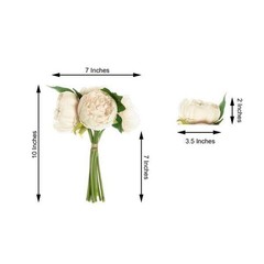 BEIGE 10″ SILK FLOWERS Artificial Peony Bouquet Arrangement Wedding Centerpieces