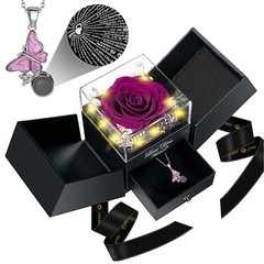 Preserved Purple Real Rose with I Love You Butterfly