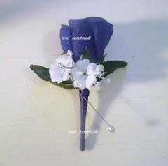Peach~White~Ivory~Red~Rose~Pin Boutonniere~Satin wrapped stem~Wedding~Prom