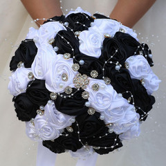 Bridal Wedding Bouquet round Bling Brooch Bouquet Throw Toss Artificial Rose Flo