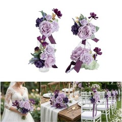 4Pieces Premium Fabric Flower Bouquets Suitable for Various Wedding Themes