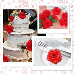 Rose Head Flowers with Stem – 108pcs Red Roses Artificial Flowers Red Color