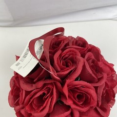 Red Rose Silk Flower Pomander 7″ Kissing Ball Wedding Pew, Home Decoration