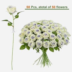 Artificial Flowers Roses Touch Fake Rose Bouquet Flower 50 Purple Heart 50pcs