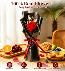 Preserved Red Rose Bouquet – Real Flowers for Delivery, Perfect Gift for Women,