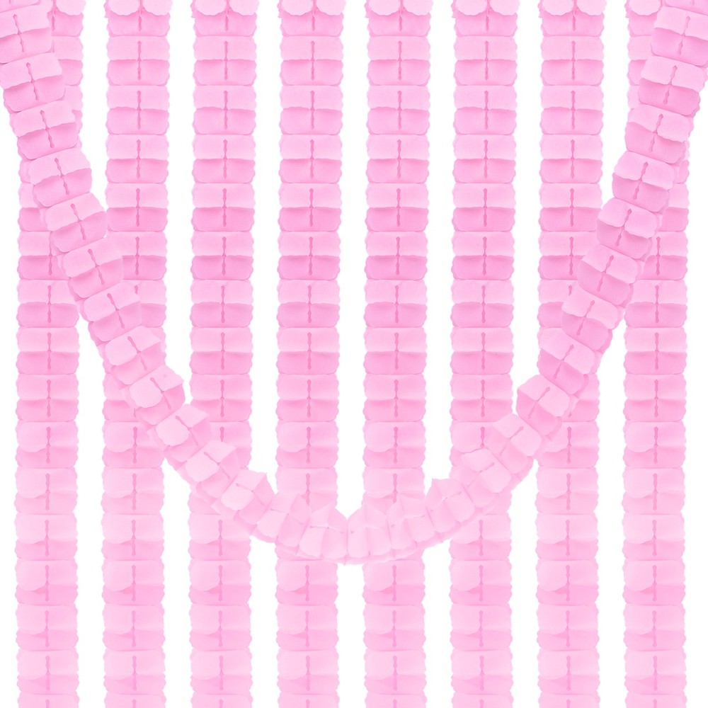 9.8ft Four-Leaf Garland, 9 Pack Tissue Paper Hanging Flower, Light Pink