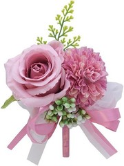 Chic Hot Pink Wrist Corsage & Boutonniere Set in Round Box – Wedding Essentials
